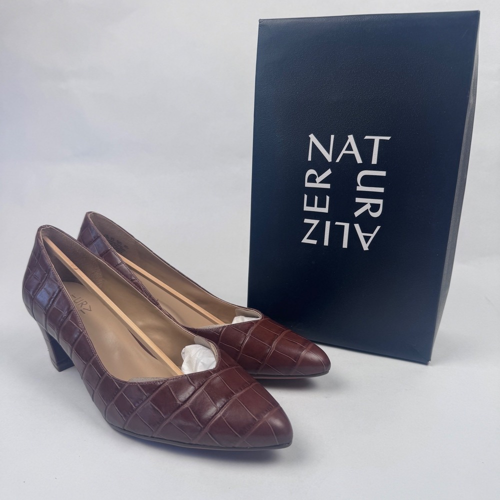 NEW Naturalizer Women's 9.5 W Mali Pump Brown Croc Leather 2" Heel with Box